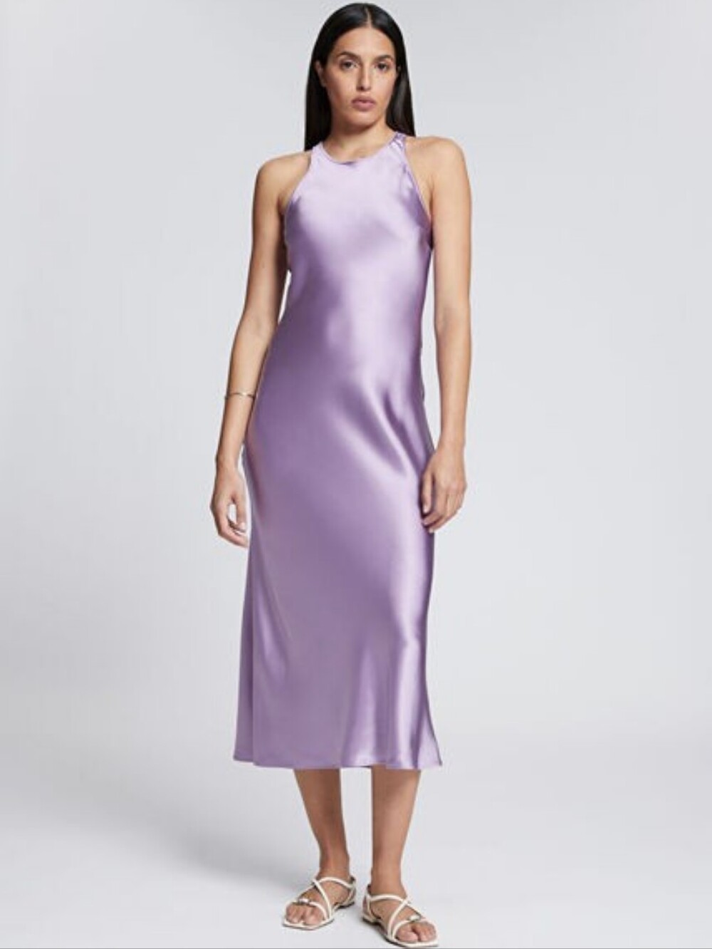 & Other Stories Lilac Satin Bias Midi Slip Dress